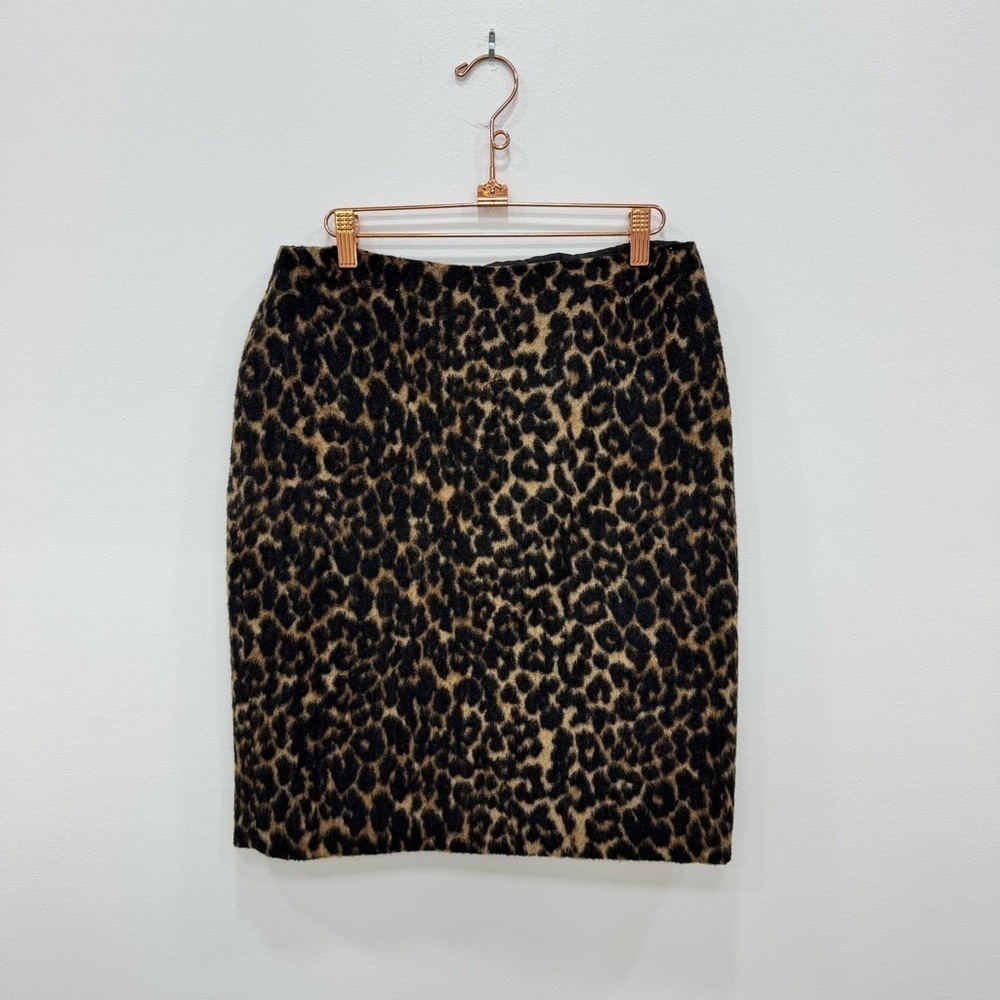 Talbots Petite Wool Blend Leopard Animal Print Pencil Skirt Sz 10 P